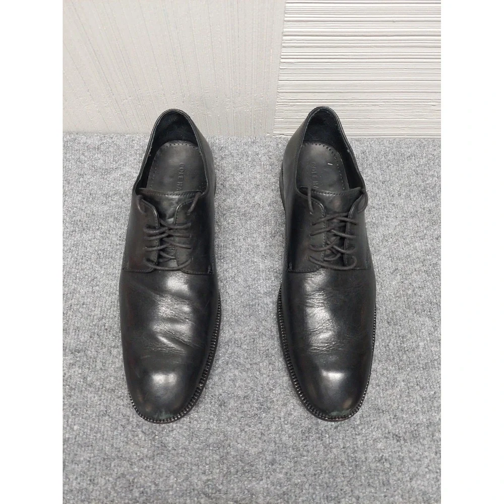 Cole Haan Men Dress Shoes 12M Black Lace Up Round Toe Comfort Logo Formal Wear